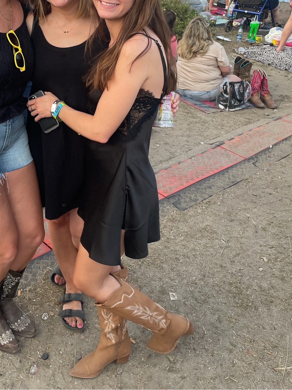 Black Lace-Trim Slip Dress